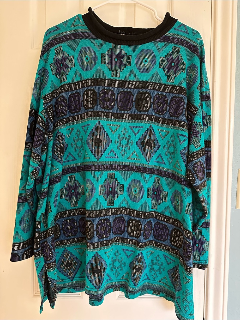 Vtg Lady Carol Aztec Western Knit Sweater Art To Wear Usa 80s 90s Size 3X